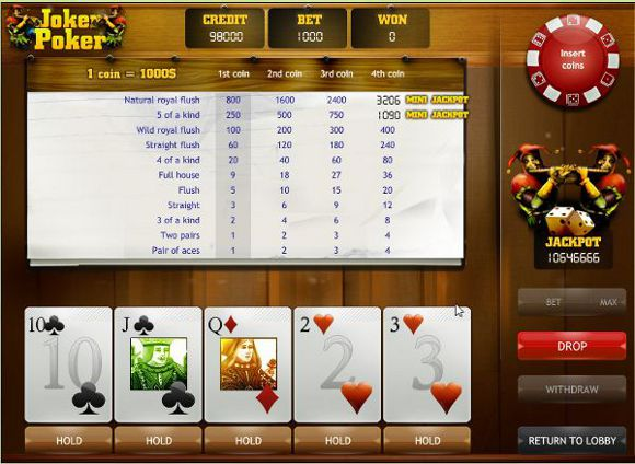 Exchanging cards in Video Poker game.