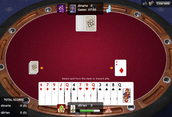 A partir del juego de Rummy 500. El jugador recibe 13 cartas.