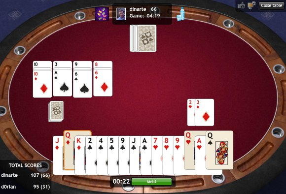 A move by a player in the game Rummy 500.