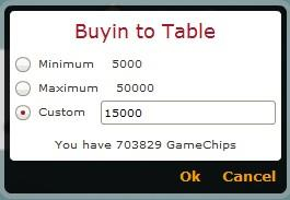 Determination of the amount of chips they want to join the game.