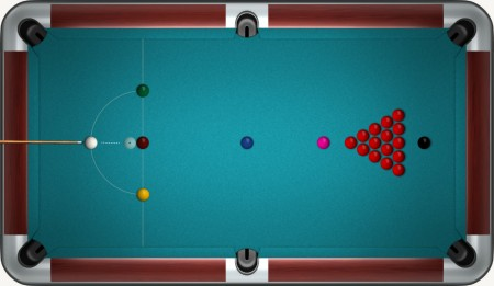 Snooker table while breaking balls.